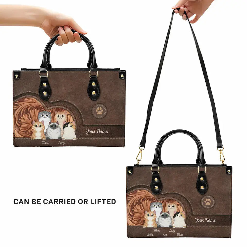 A Luxury Tailored for Cat Moms and Dads - Custom Cat Leather Handbag, Personalized Gift for Cat Lovers 3