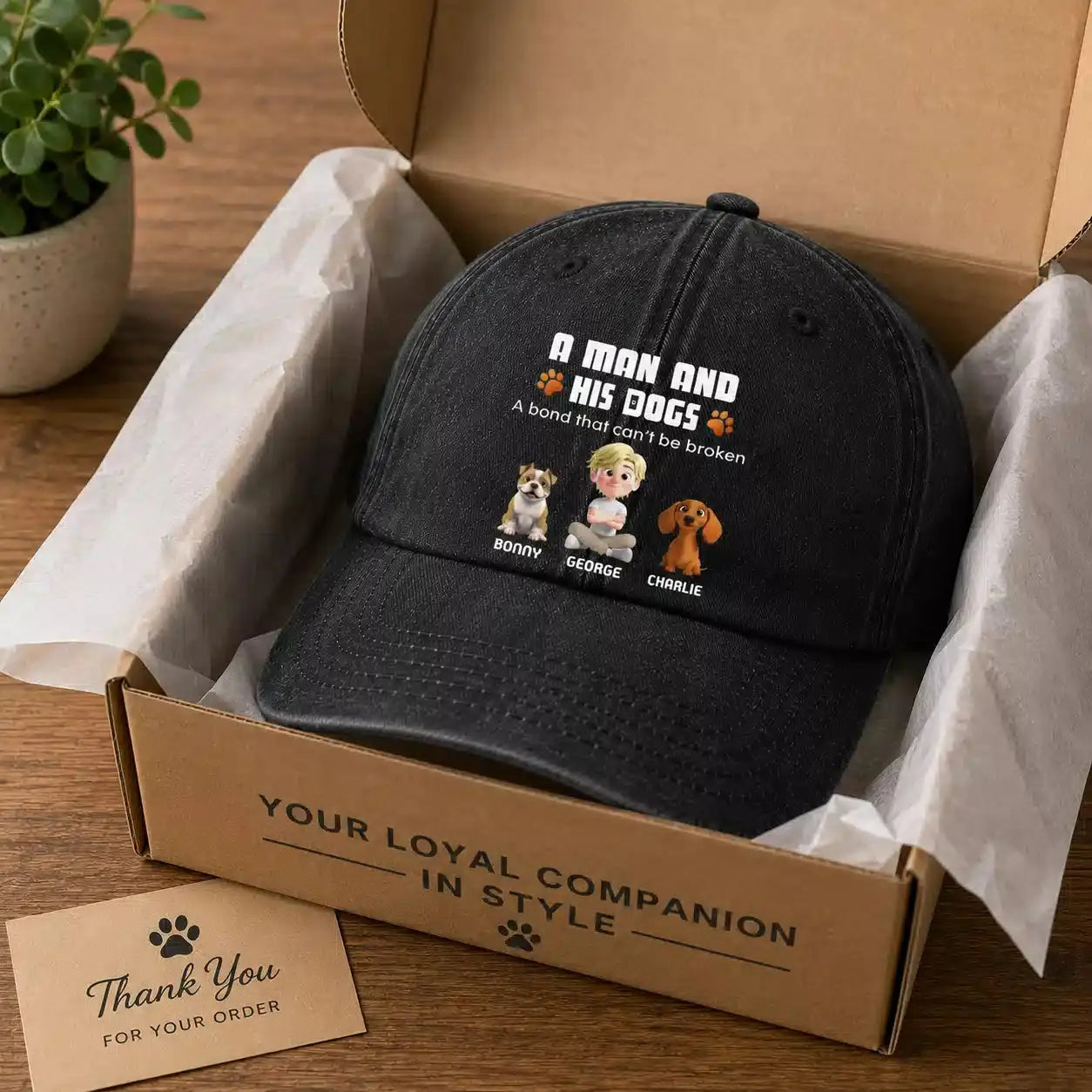 A Man And His Dogs Custom Washed Denim Cap Duconspace