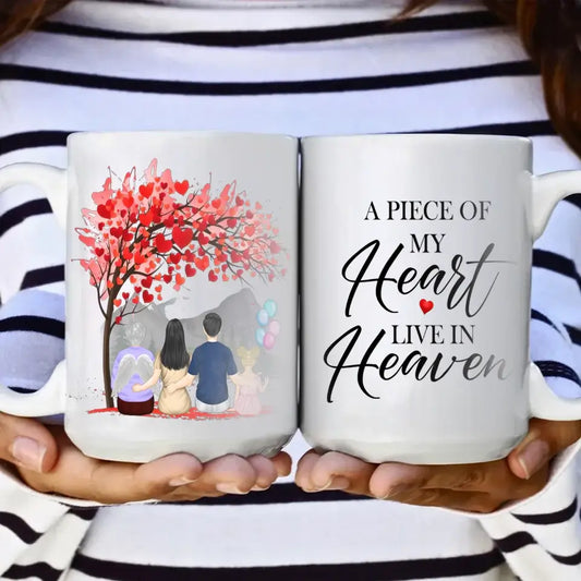 A Piece of My Heart Lives in Heaven – Custom Memorial Mug, Personalized Remembrance Gift