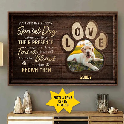 A Special Dog Leaves Paw Prints on Our Hearts - Personalized Horizontal Poster, Custom Gift for Pet Lovers