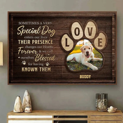 A Special Dog Leaves Paw Prints on Our Hearts - Personalized Horizontal Poster, Custom Gift for Pet Lovers