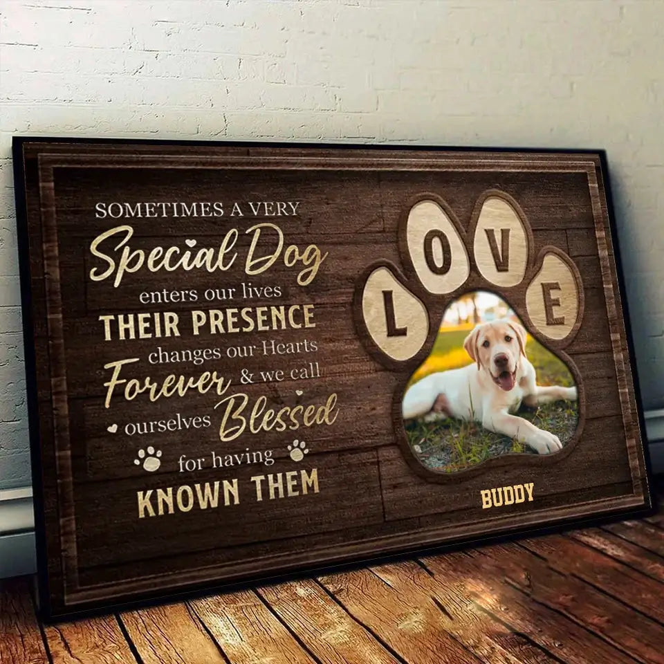 A Special Dog Leaves Paw Prints on Our Hearts - Personalized Horizontal Poster, Custom Gift for Pet Lovers