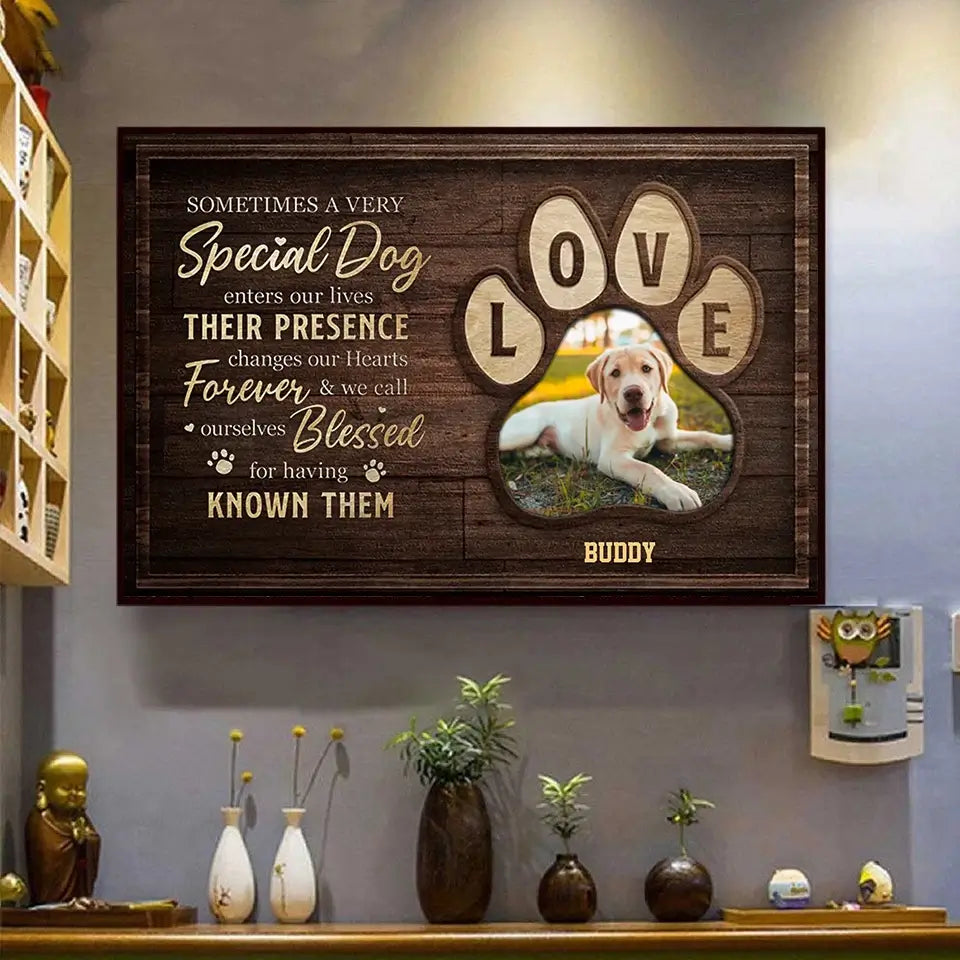 A Special Dog Leaves Paw Prints on Our Hearts - Personalized Horizontal Poster, Custom Gift for Pet Lovers