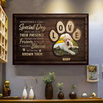 A Special Dog Leaves Paw Prints on Our Hearts - Personalized Horizontal Poster, Custom Gift for Pet Lovers