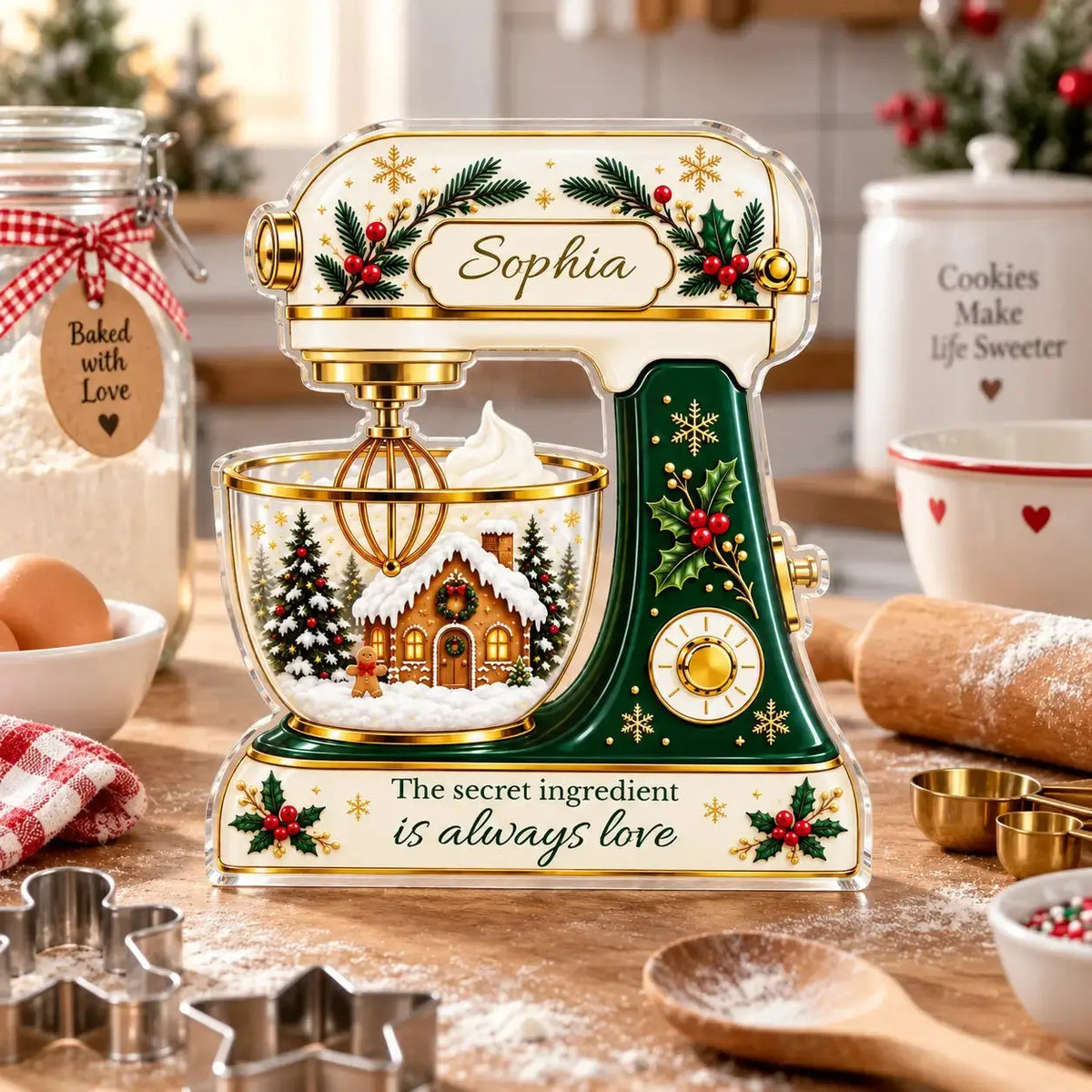 Acrylic Plaque Christmas Baking Mixer Personalized Gift Duconspace