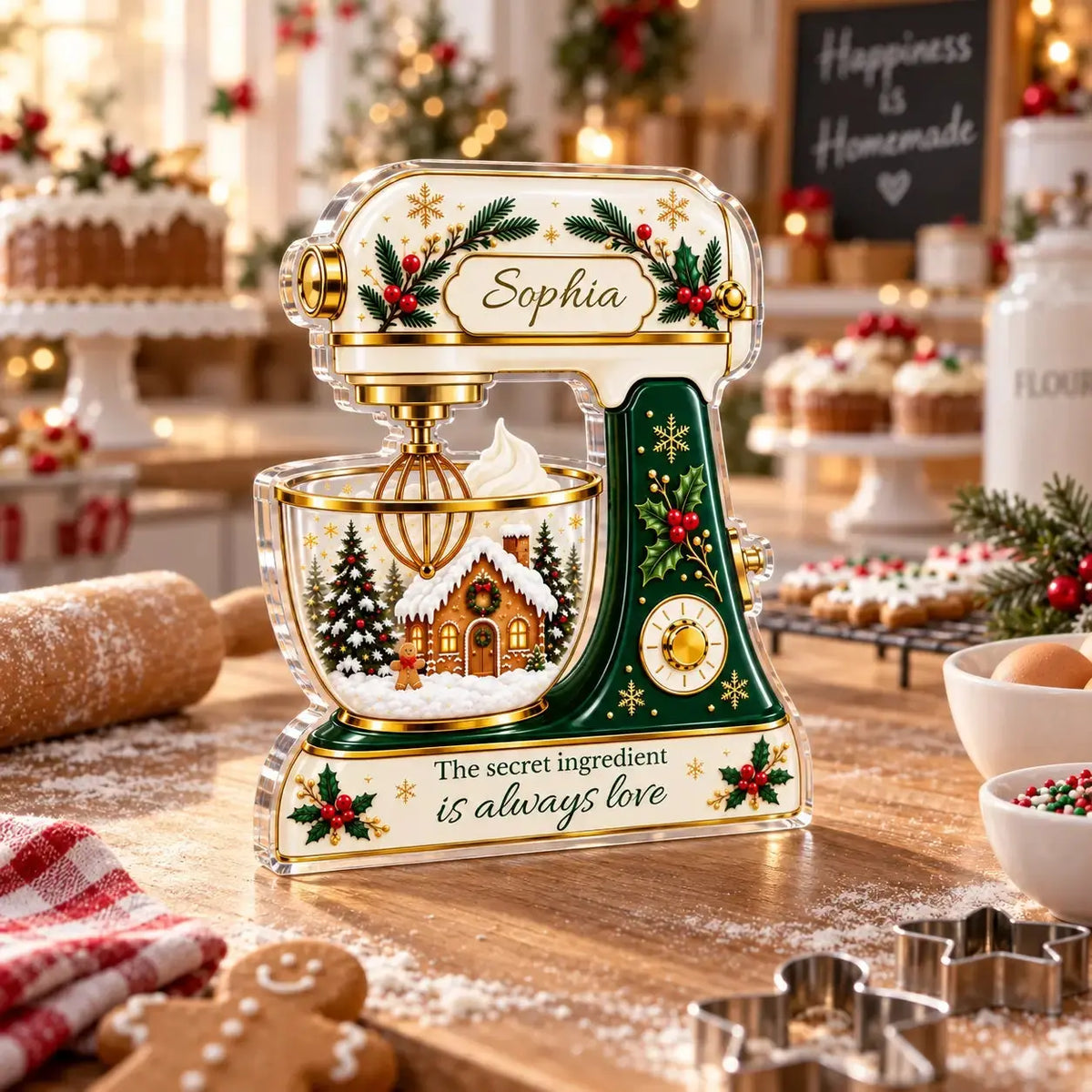 Acrylic Plaque Christmas Baking Mixer Personalized Gift Duconspace