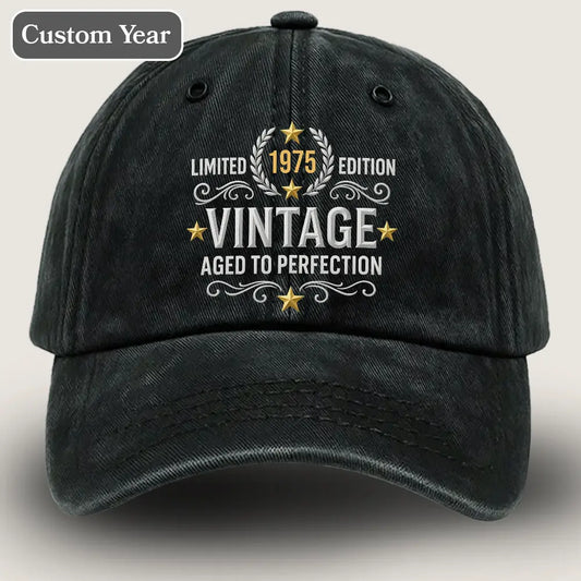 Aged To Perfection Birthday Gift Vintage For Dad/Husband - Washed Denim Cap