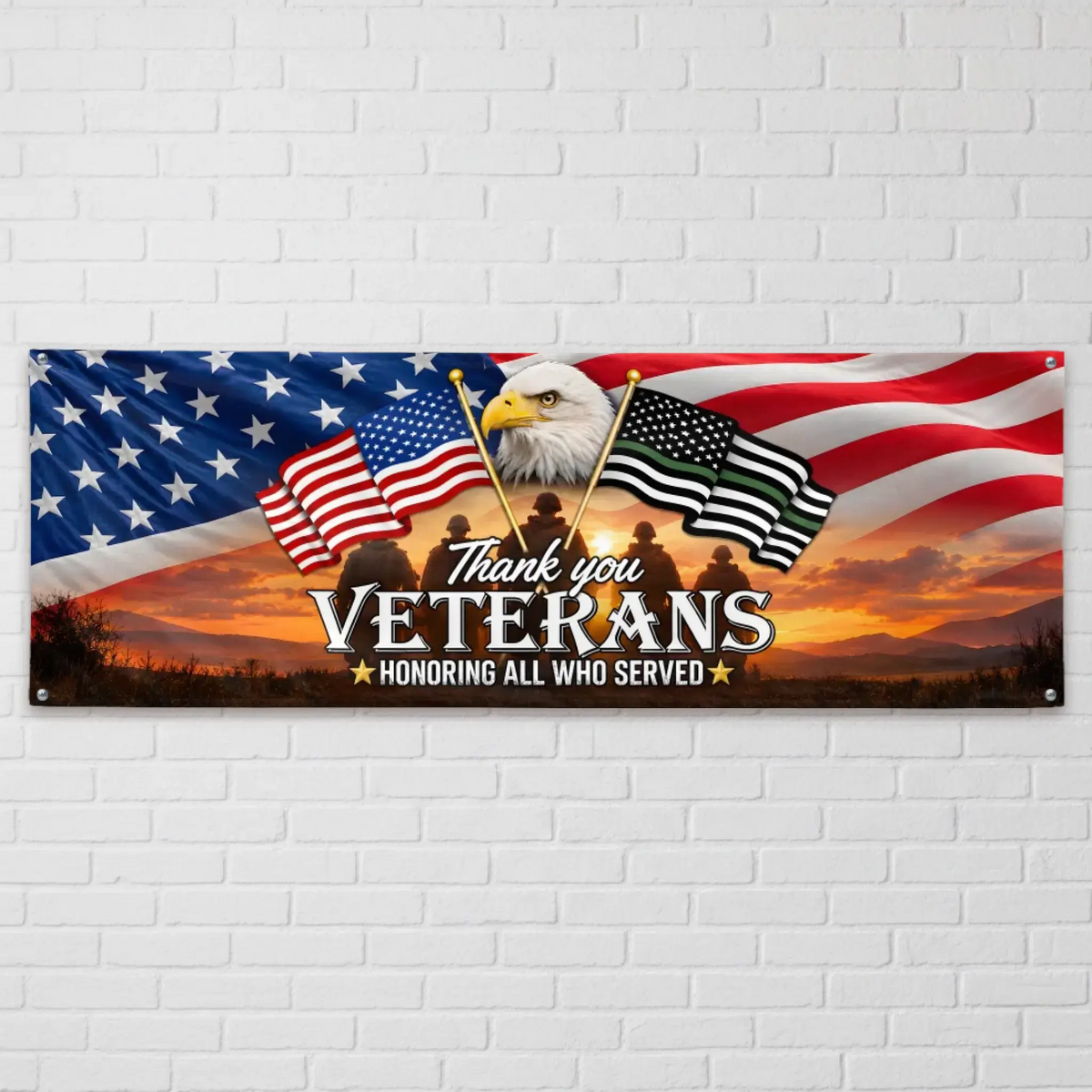 American Eagle Memorial Veteran Fabric Banner Duconspace
