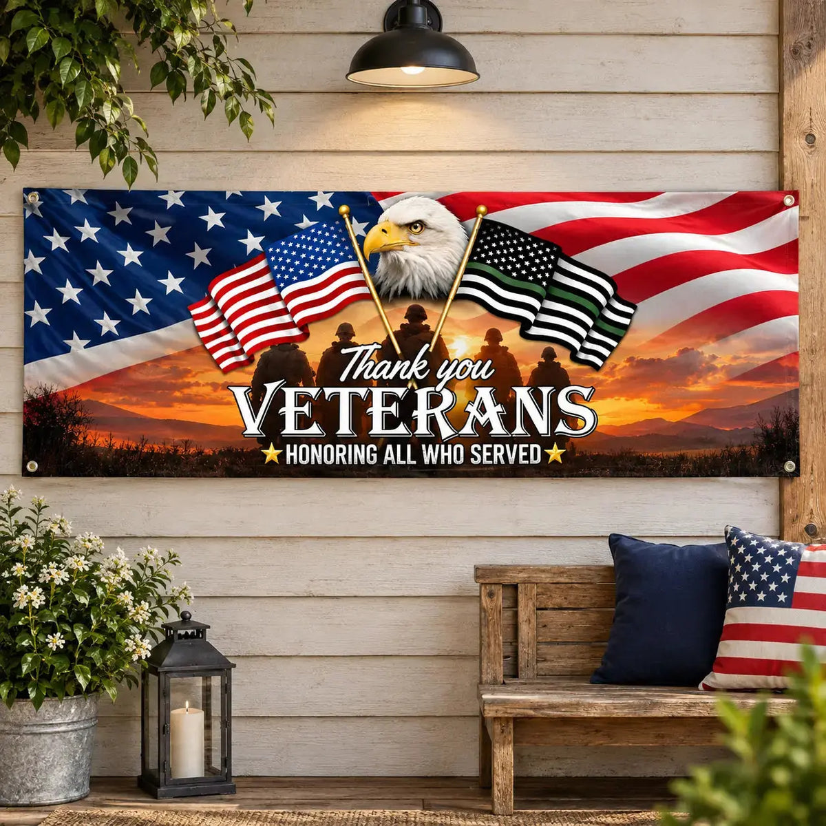 American Eagle Memorial Veteran Fabric Banner Duconspace