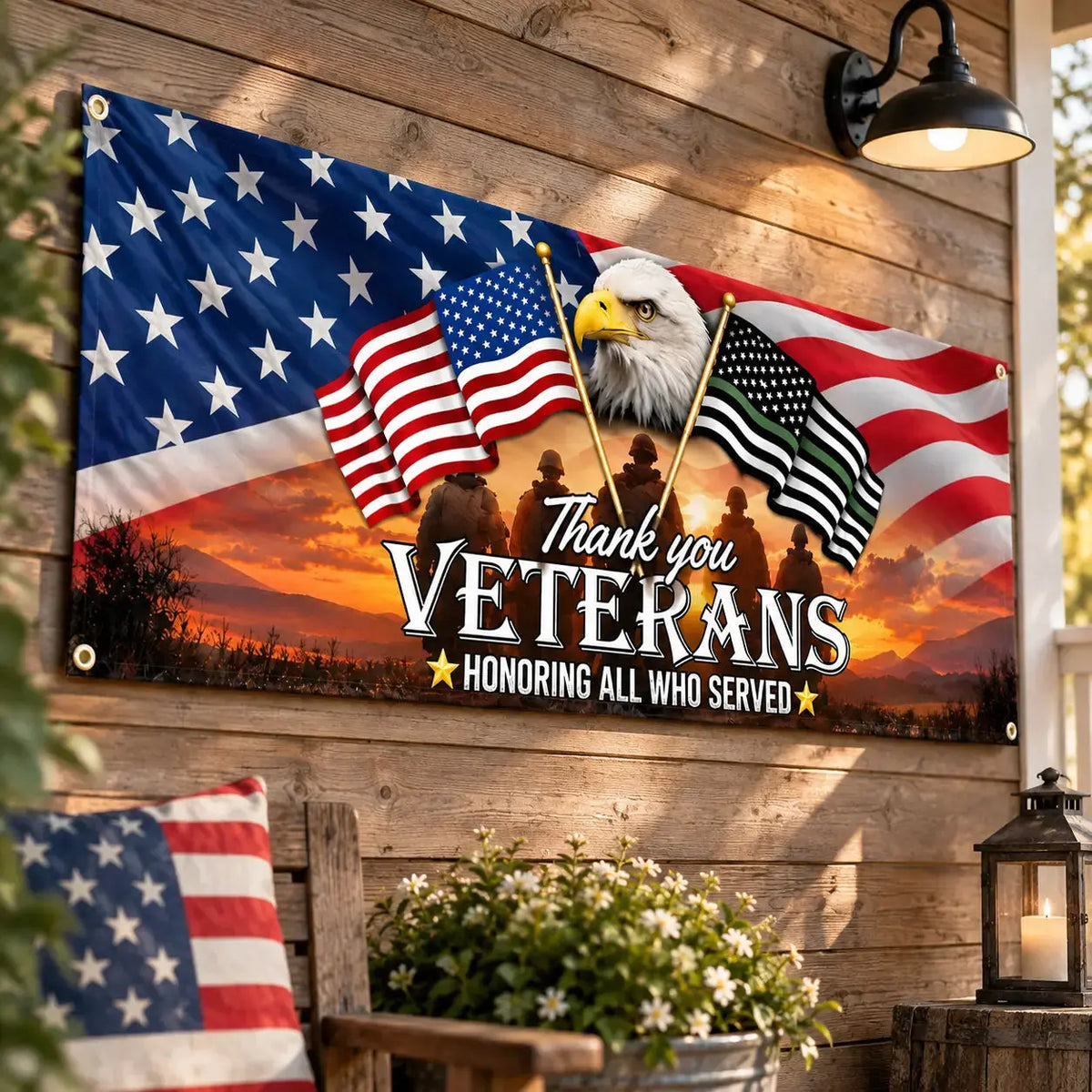 American Eagle Memorial Veteran Fabric Banner Duconspace