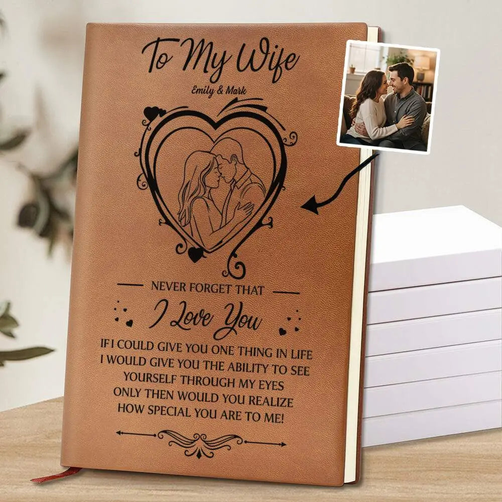 Anniversary Custom Leather Journal, To My Wife I Love You - Duconspace