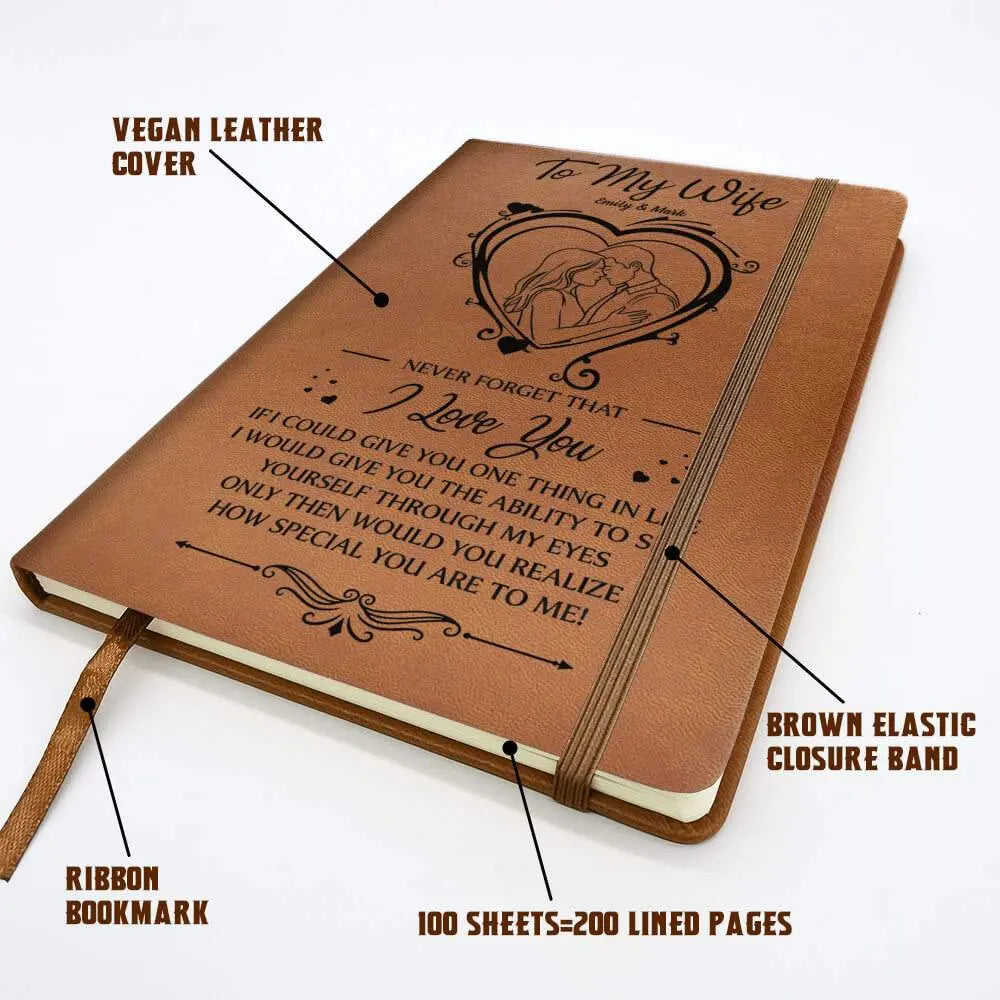 Anniversary Custom Leather Journal, To My Wife I Love You - Duconspace