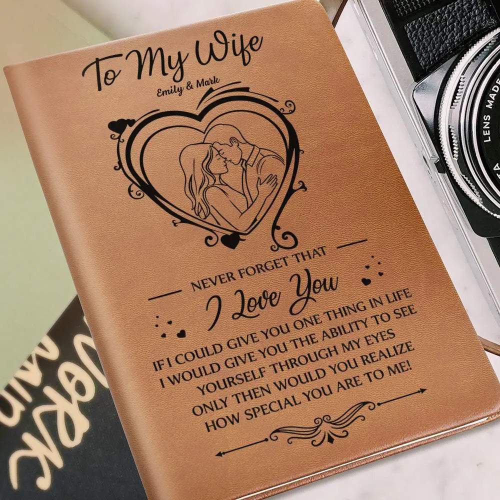 Anniversary Custom Leather Journal, To My Wife I Love You - Duconspace