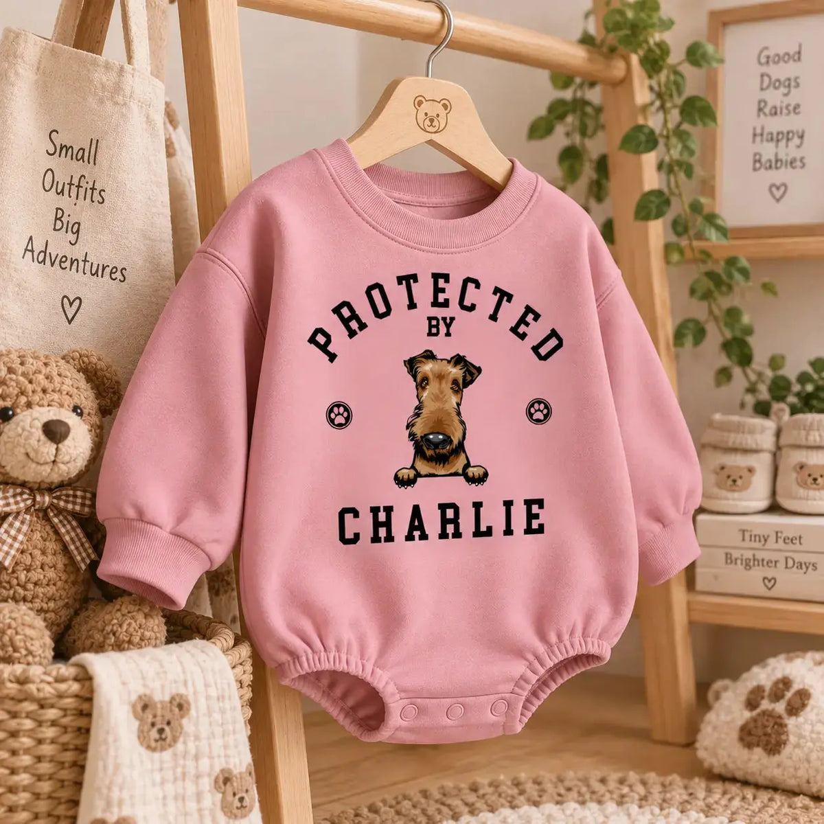Baby Romper Sweatshirt Protected By Pets Custom Gift Duconspace