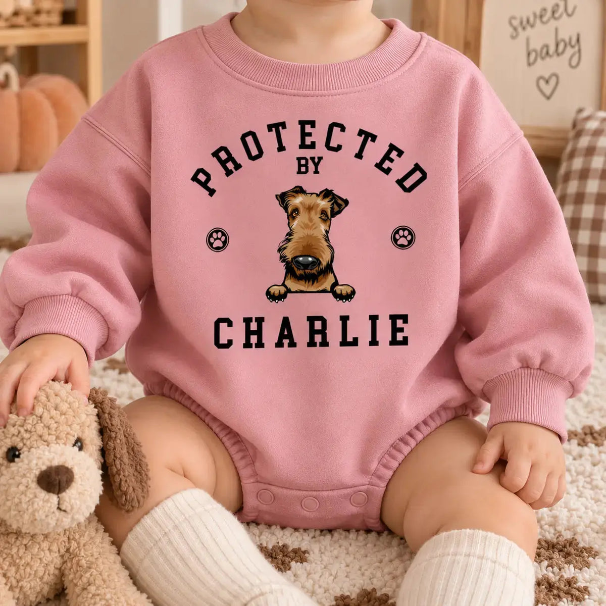 Baby Romper Sweatshirt Protected By Pets Custom Gift Duconspace