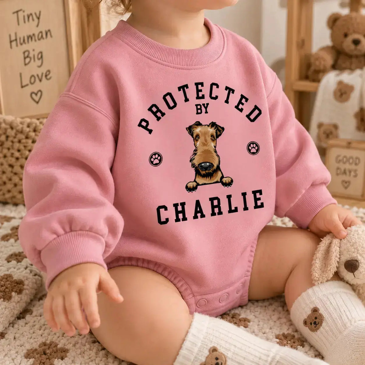 Baby Romper Sweatshirt Protected By Pets Custom Gift Duconspace