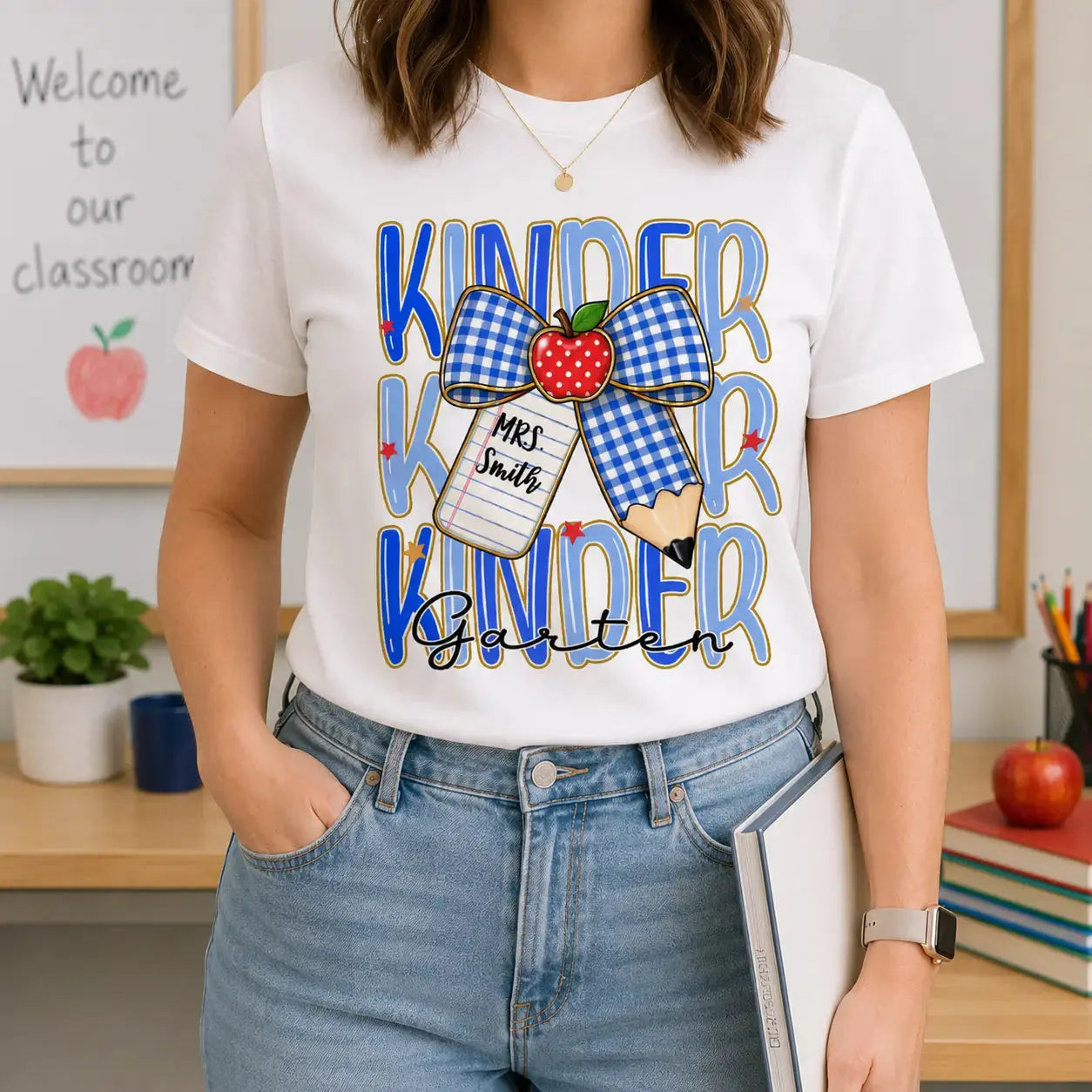 Back To School Personalized Teacher Bow T-Shirt Duconspace