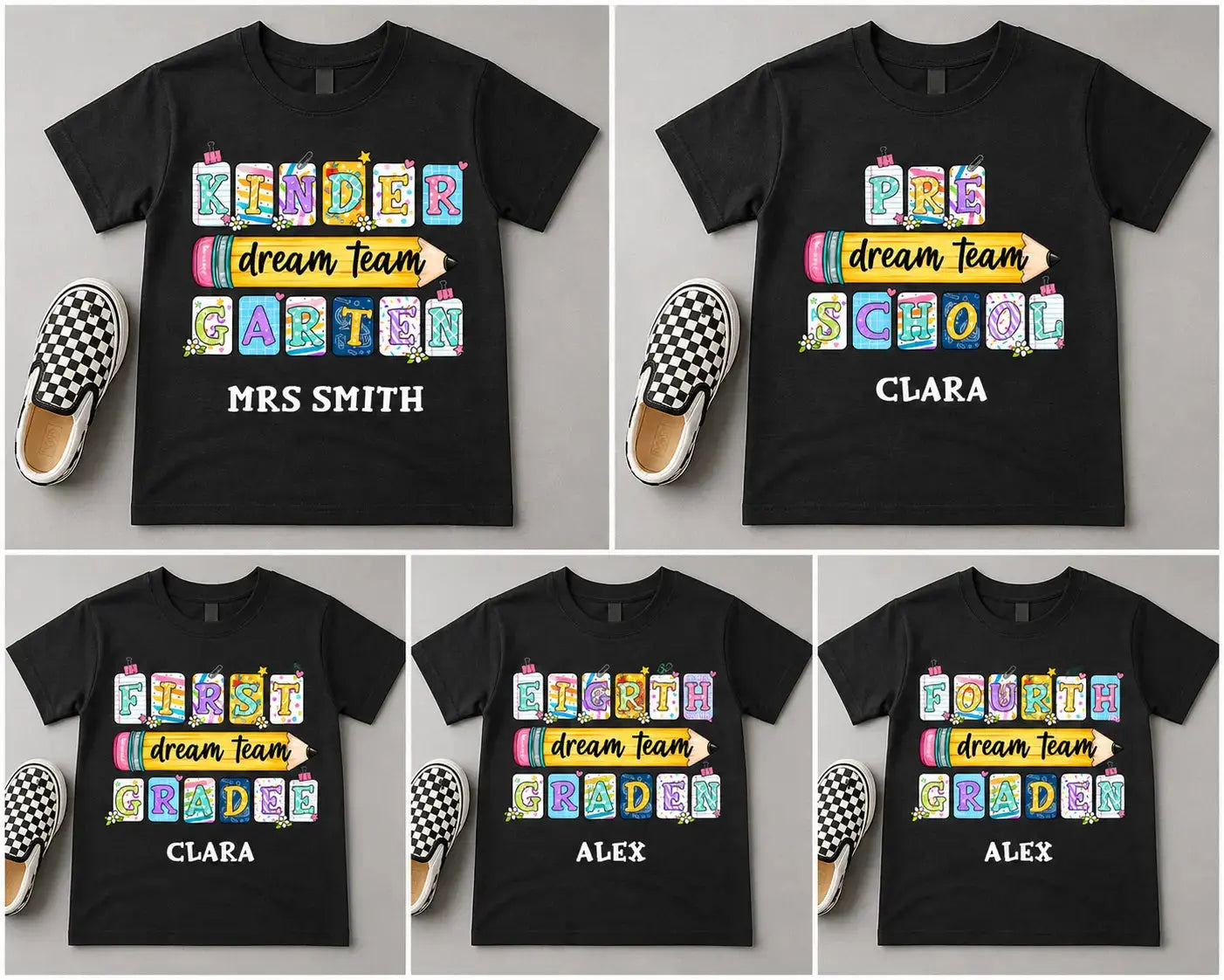 Back To School Shirt-Custom Grade & Name For Teacher and Kids