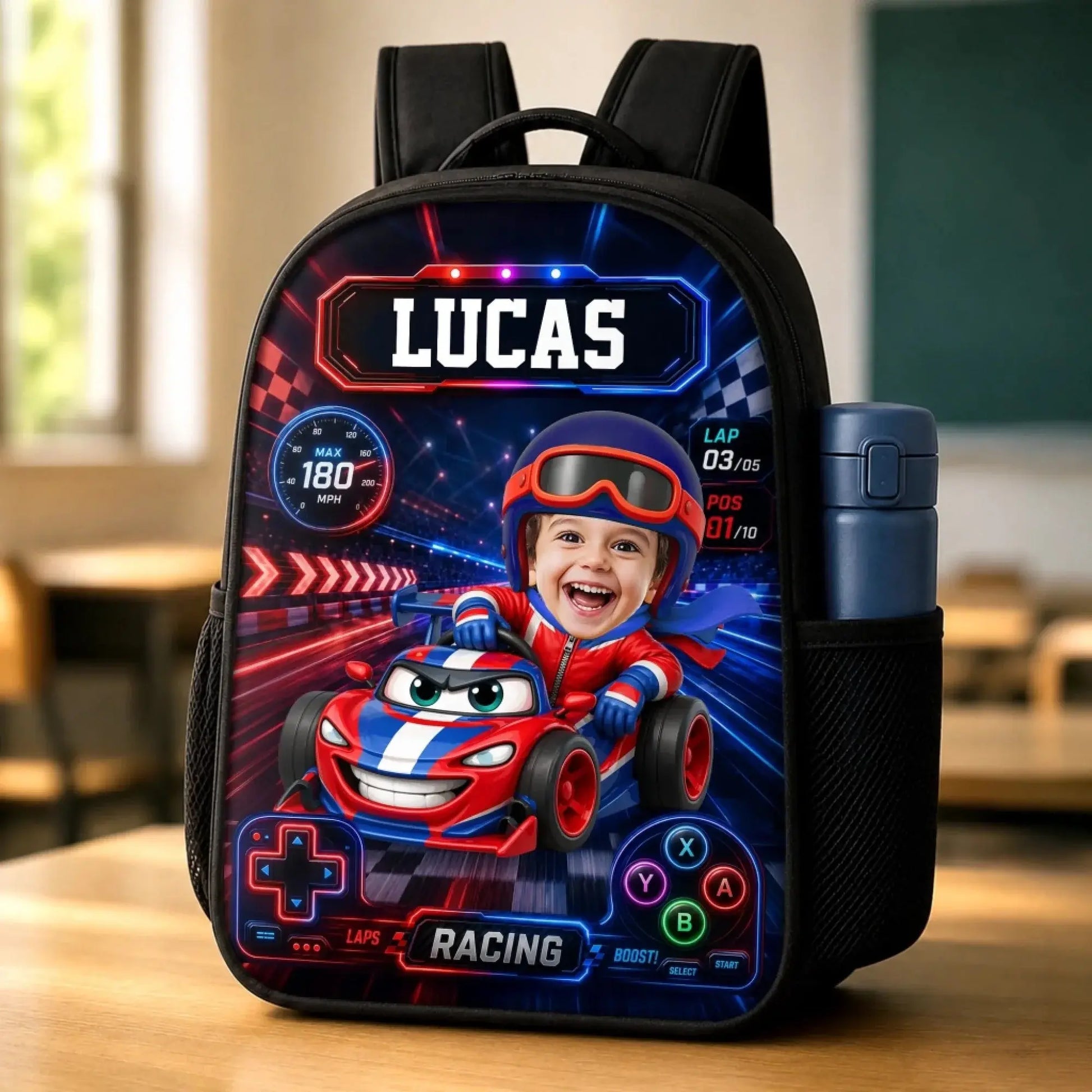 Backpack Custom Photo Kids Water Bottle Back To School Set Duconspace