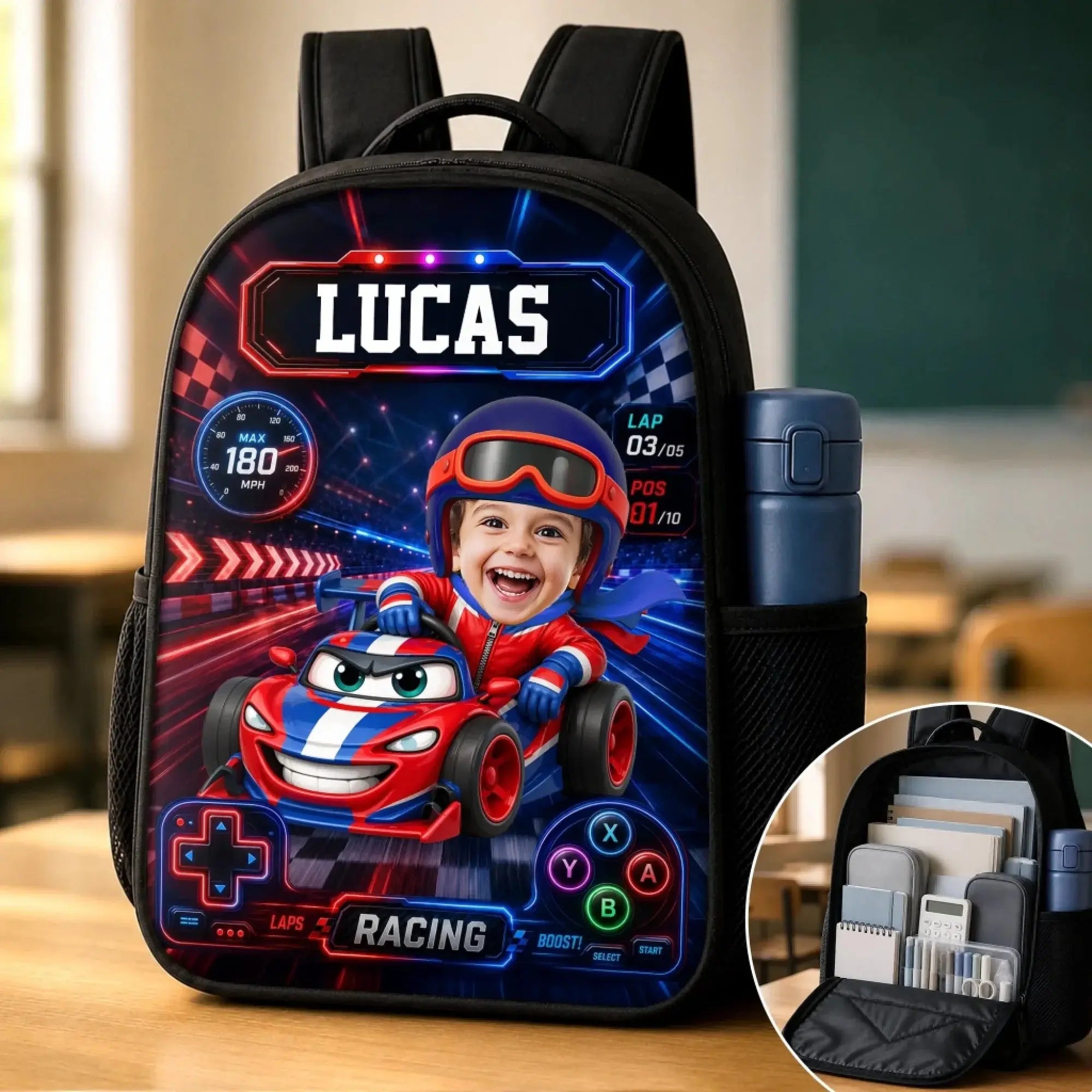 Backpack Custom Photo Kids Water Bottle Back To School Set Duconspace