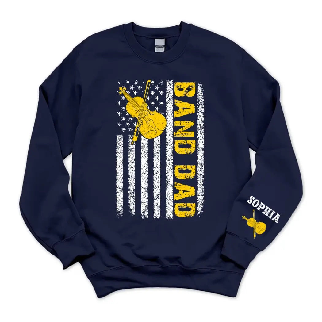 Band Dad Trombone Distressed American Flag Fathers Day Sweatshirt