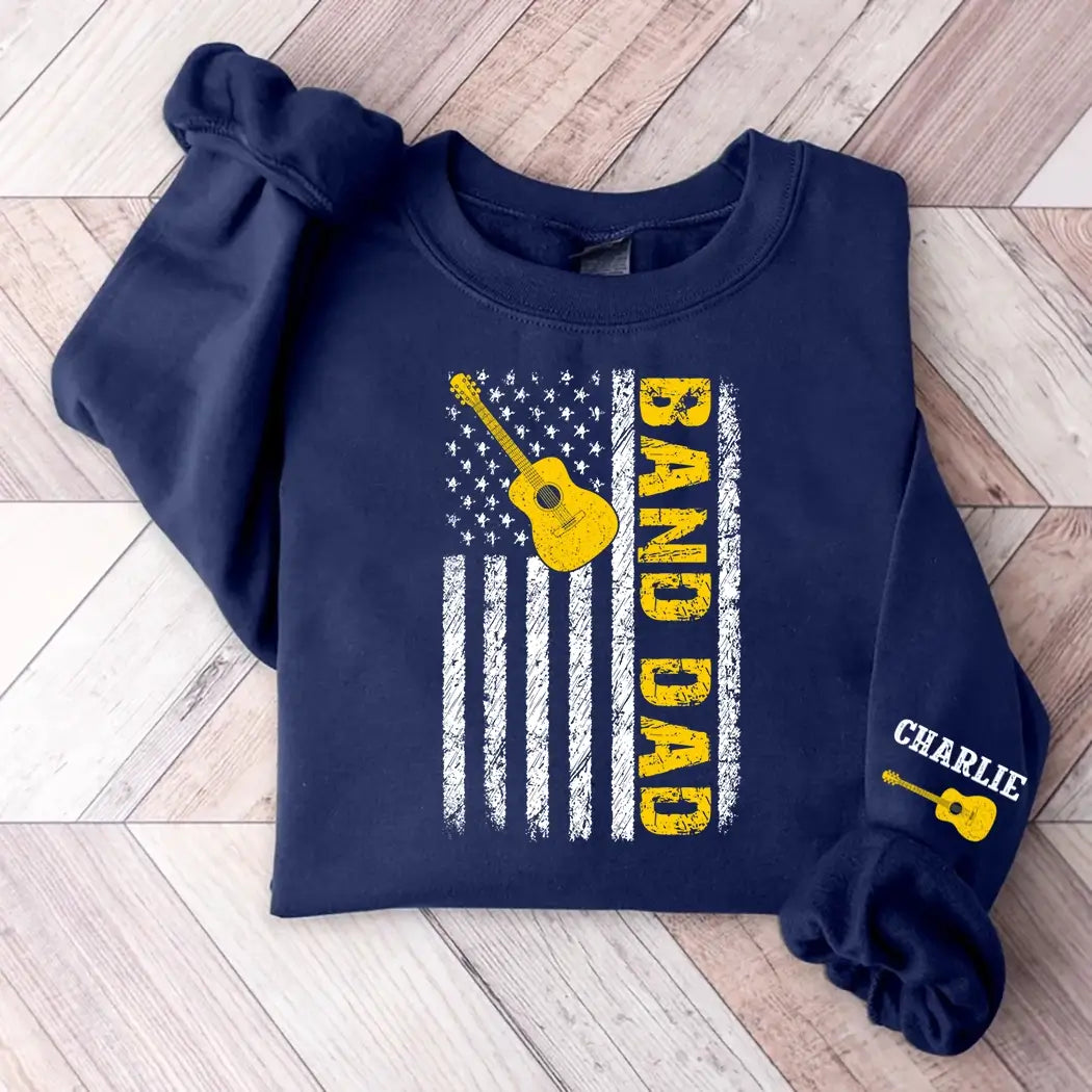 Band Dad Trombone Distressed American Flag Fathers Day Sweatshirt