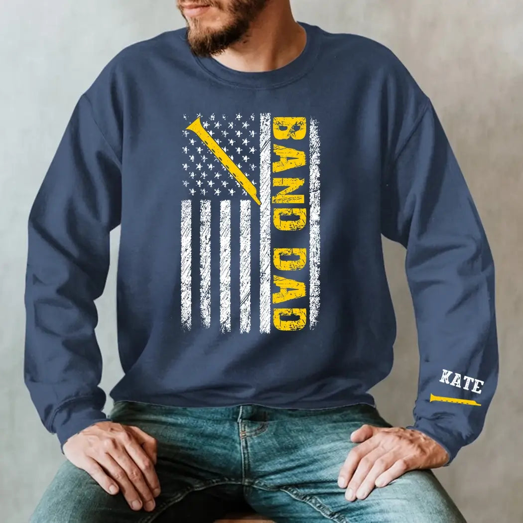 Band Dad Trombone Distressed American Flag Fathers Day Sweatshirt