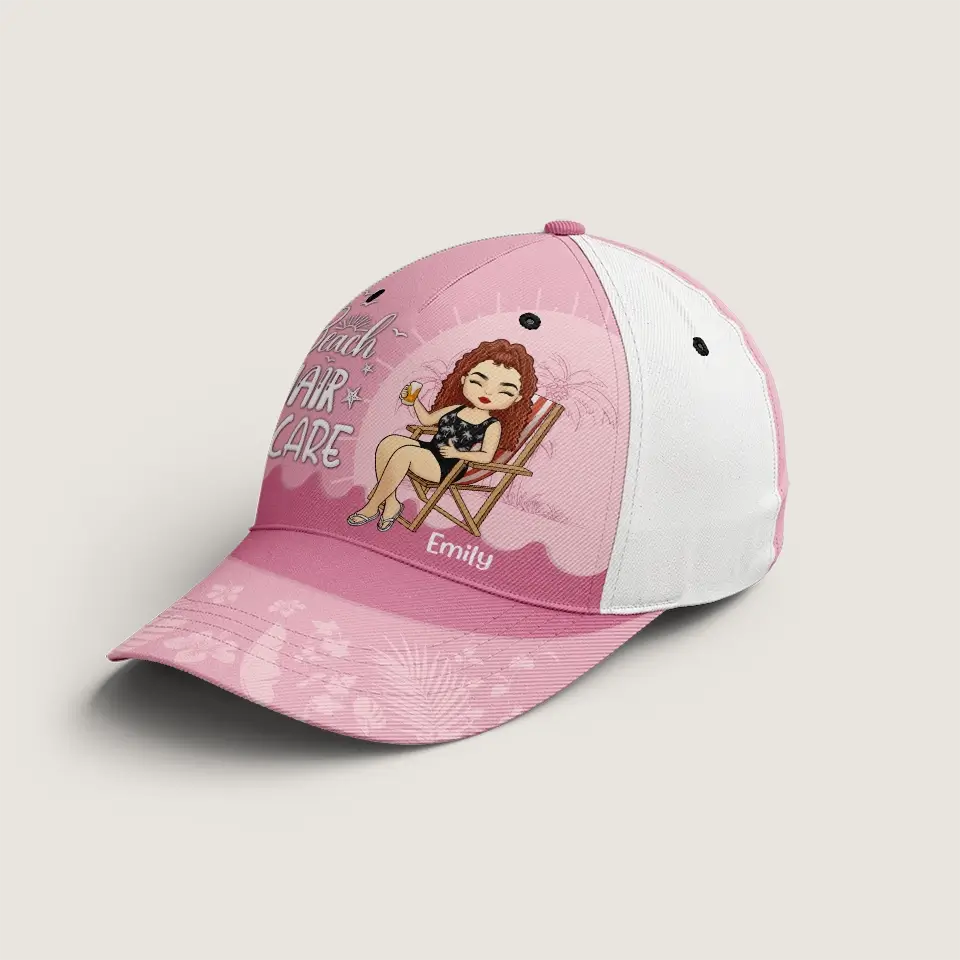 Beach Hair Don’t Care – Bestie Personalized Mesh-Back Trucker Cap, Fun Summer Vacation Gift for BFFs, Sisters, and Best Friends