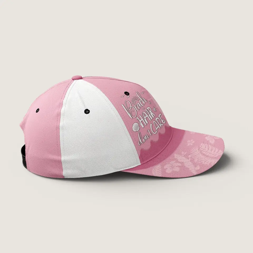 Beach Hair Don’t Care – Bestie Personalized Mesh-Back Trucker Cap, Fun Summer Vacation Gift for BFFs, Sisters, and Best Friends