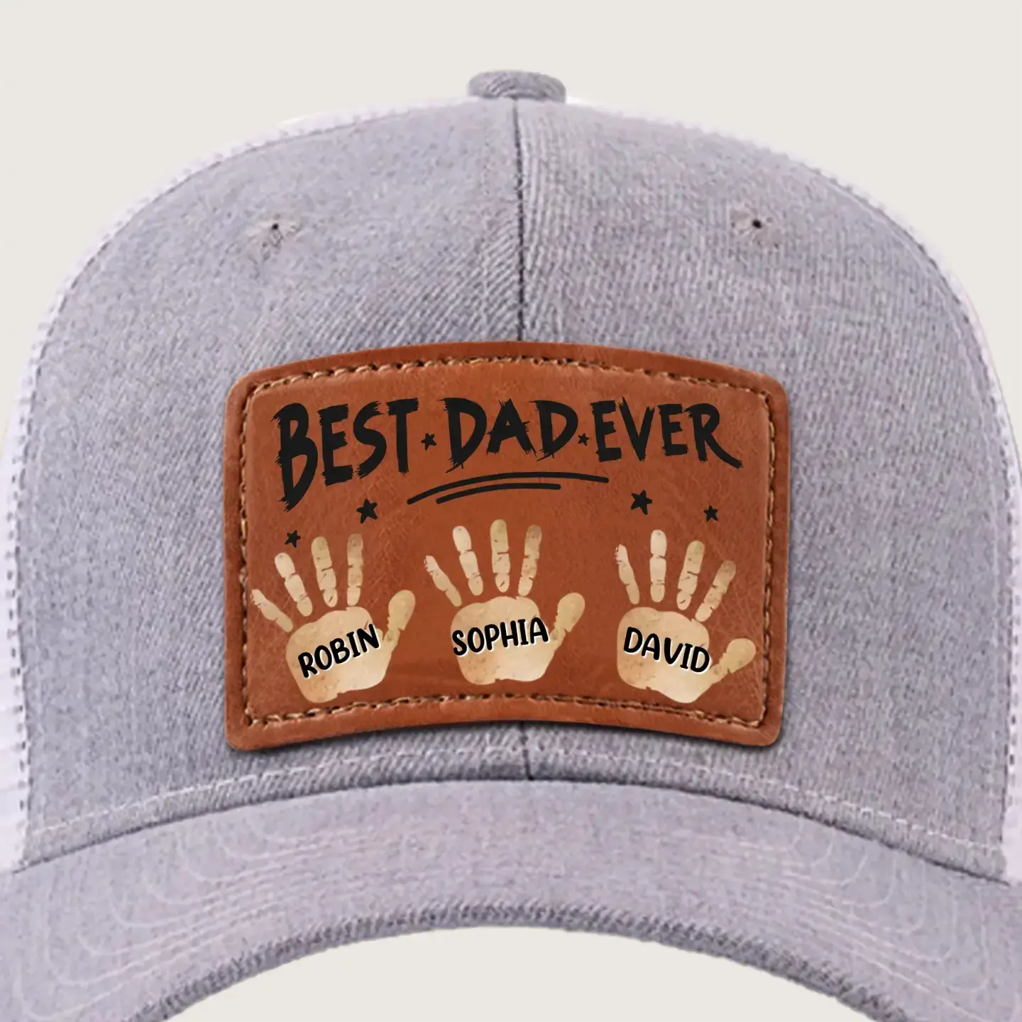 Best Dad Ever - Personalized Leather Patch Hat, Gift for Dad, Grandpa Duconspace
