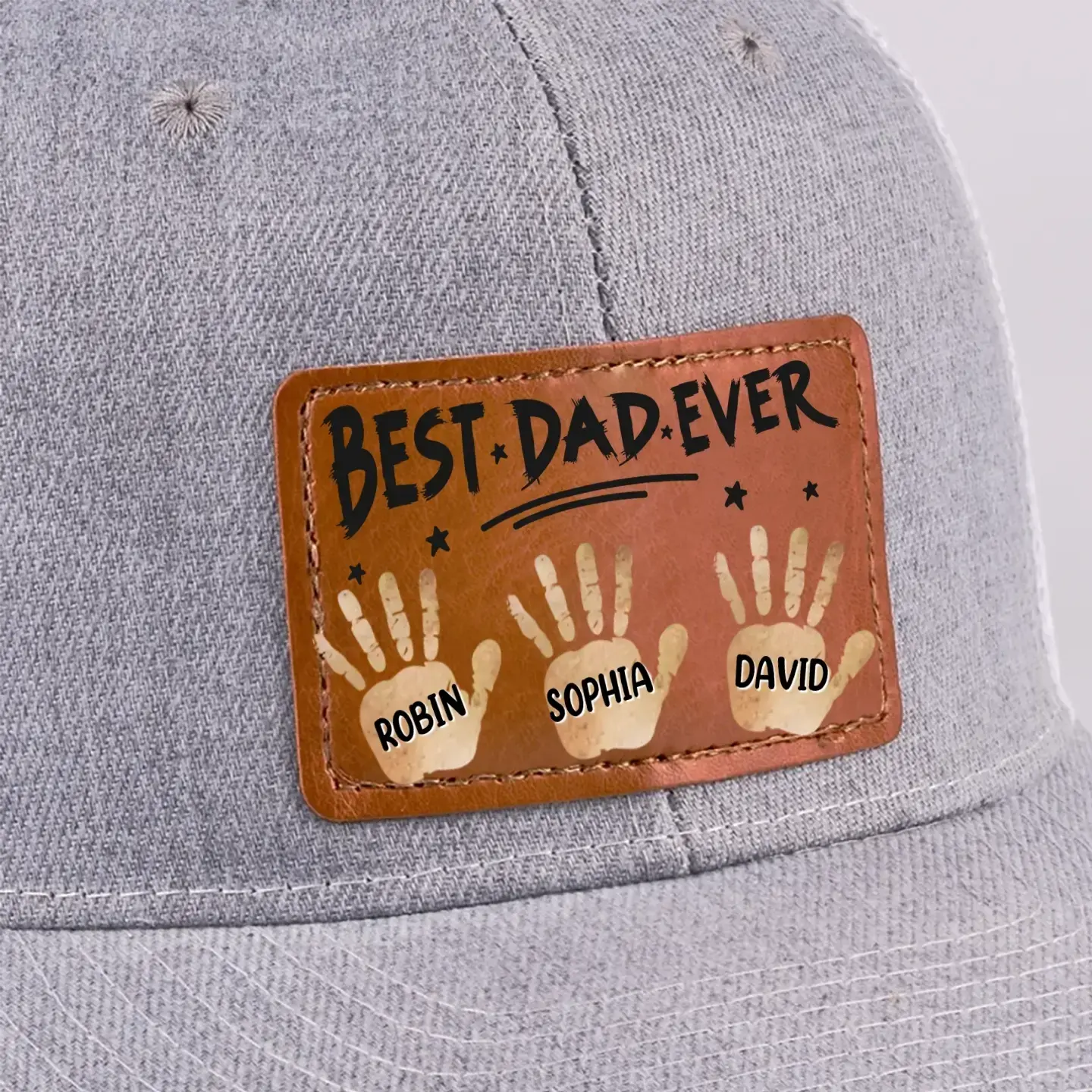 Best Dad Ever - Personalized Leather Patch Hat, Gift for Dad, Grandpa Duconspace