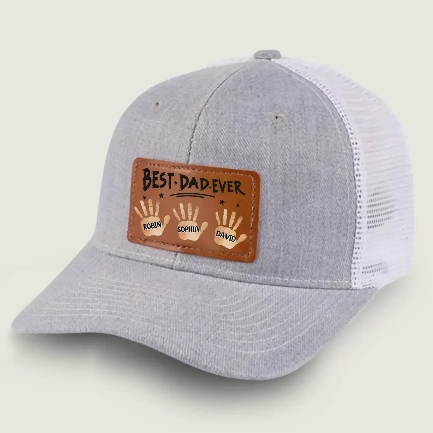 Best Dad Ever - Personalized Leather Patch Hat, Gift for Dad, Grandpa Duconspace