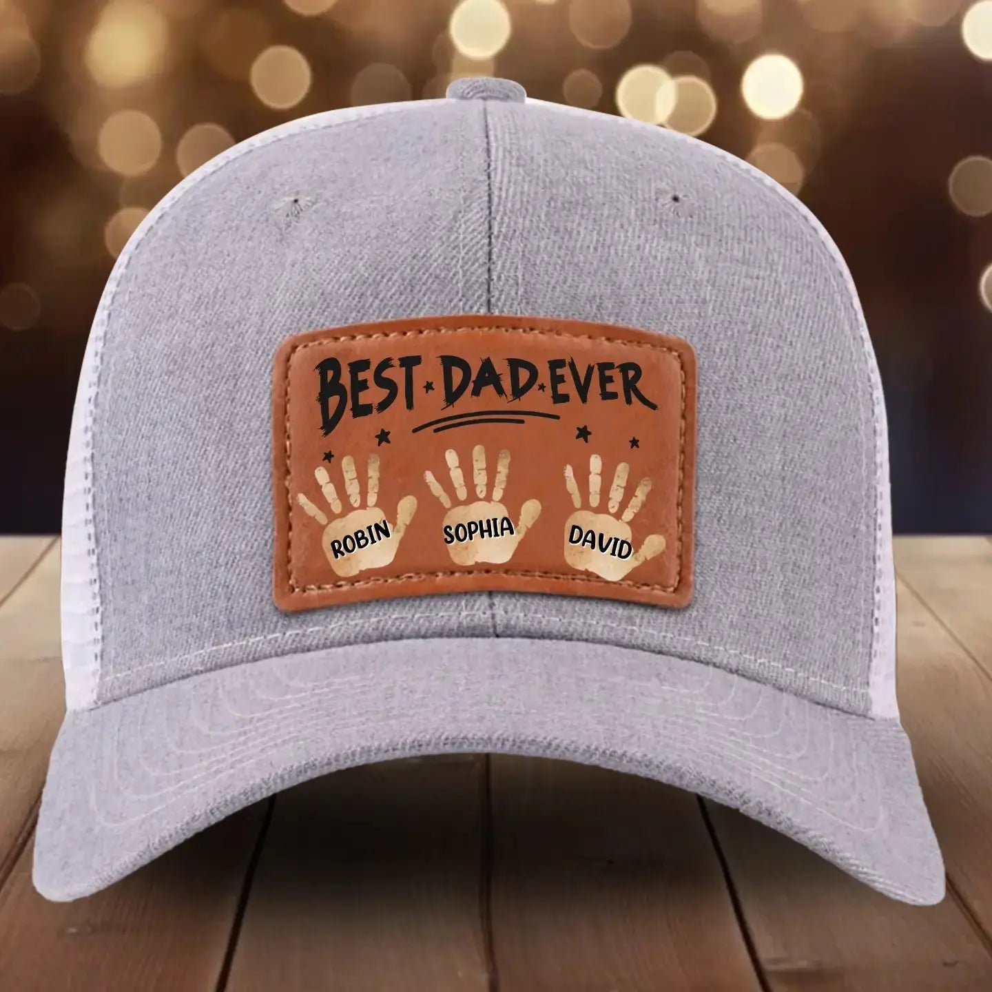 Best Dad Ever - Personalized Leather Patch Hat, Gift for Dad, Grandpa Duconspace