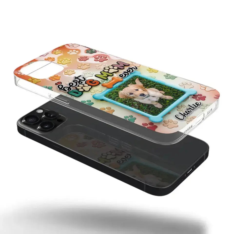 Best Dog Mom Ever - Custom Photo 3D Inflated Effect Clear Phone Case, Personalized Mother’s Day Gift for Pet Owners & Animal Lovers Ducon Space