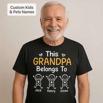 Birthday Gifts for Dad, Grandpa - Grandpa Belongs to T-shirt