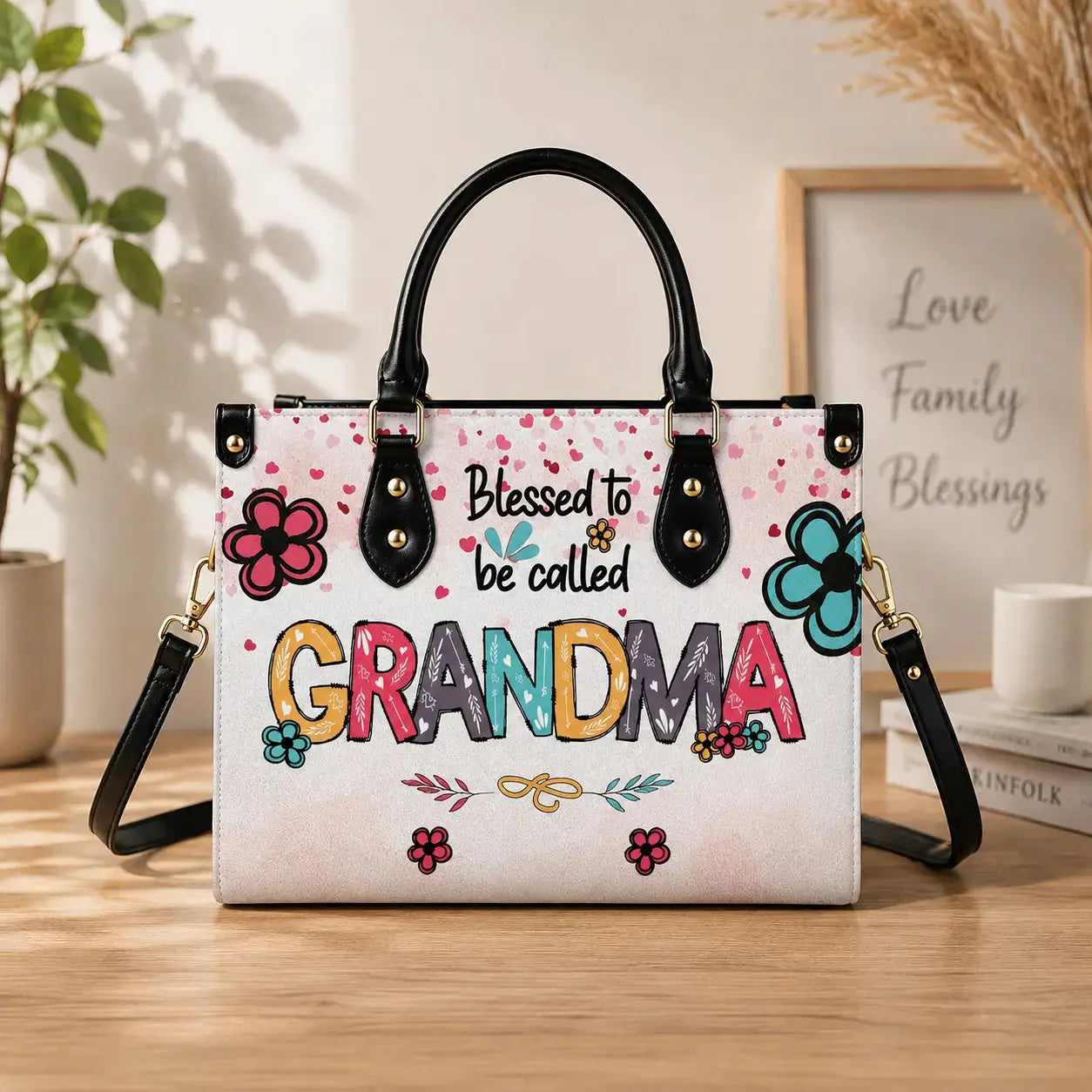 Blessed To Be Called Personalized Name Leather Hand Bag
