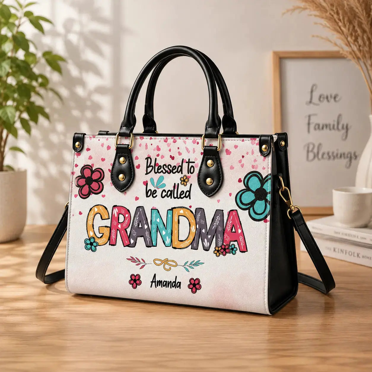 Blessed To Be Called Personalized Name Leather Hand Bag