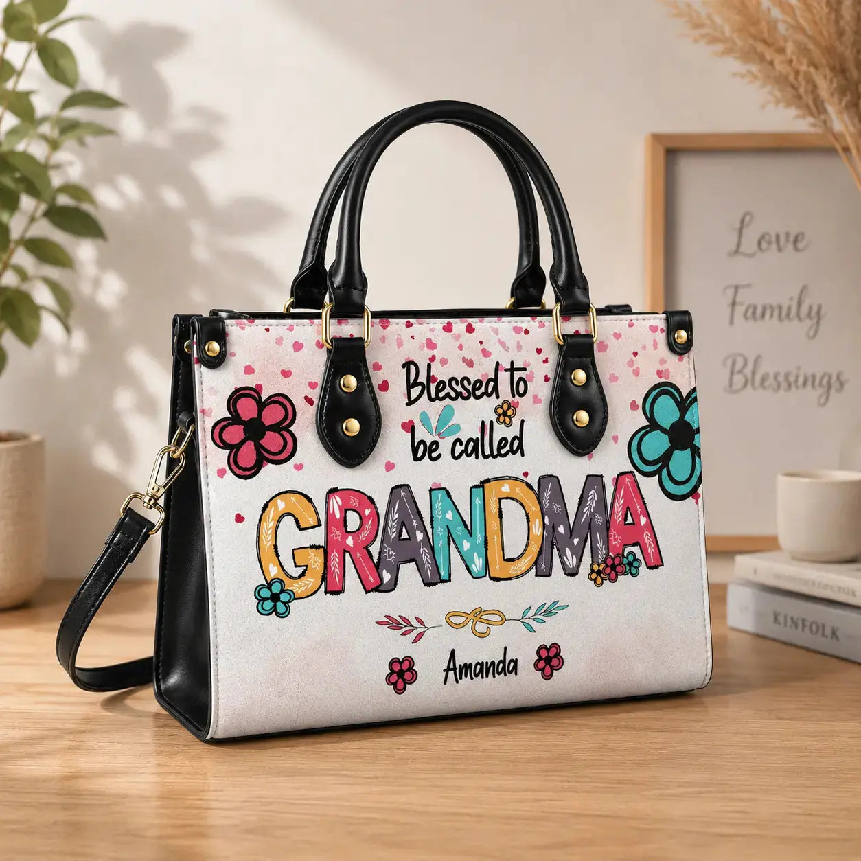 Blessed To Be Called Personalized Name Leather Hand Bag