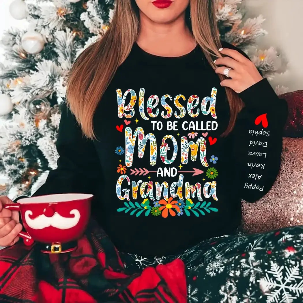 Blessed to Be Called Mom and Grandma Sweatshirt - Personalized Gift for Grandma Duconspace