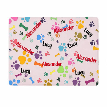 Bones And Paws Dog Premium Rug Personalized Gift