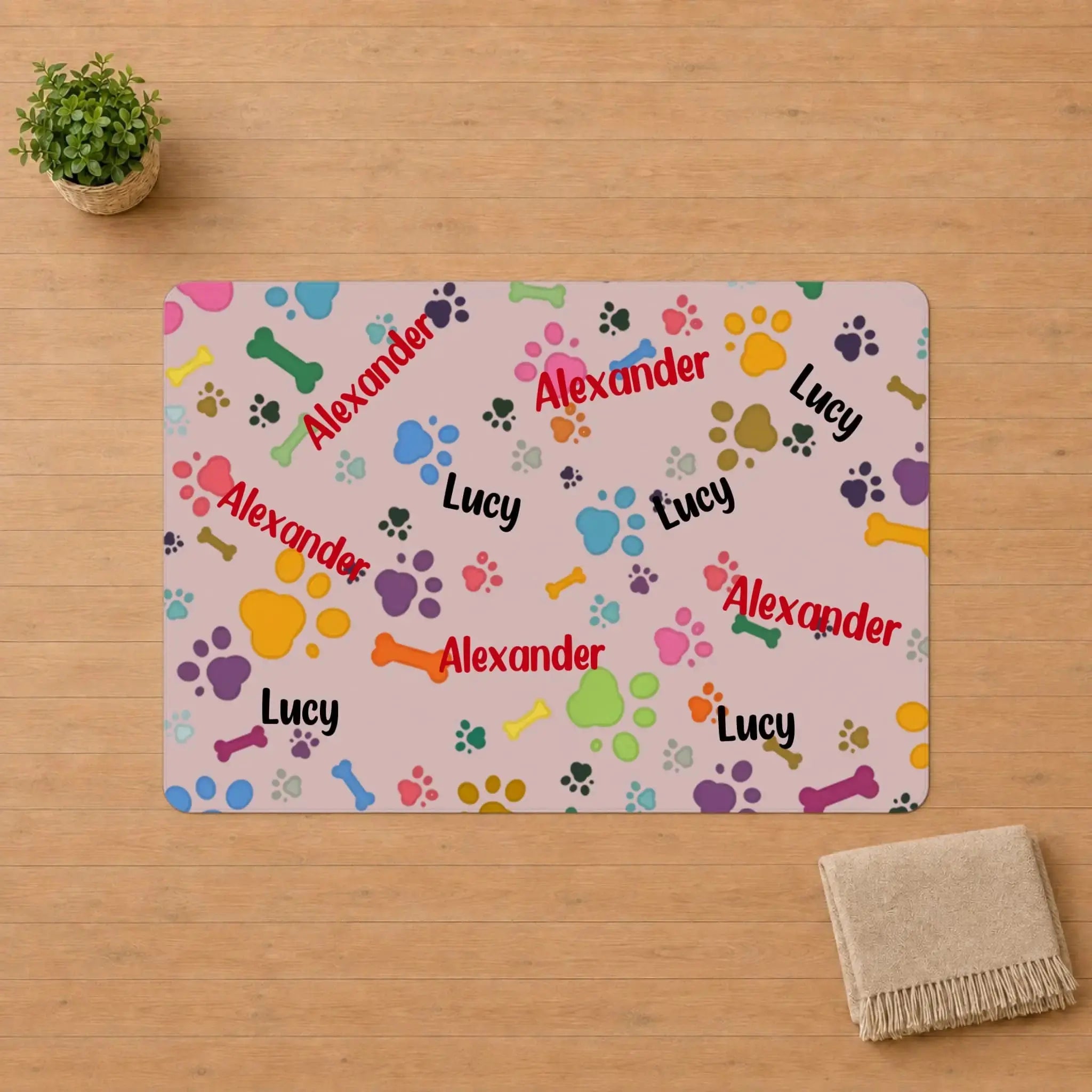 Bones And Paws Dog Premium Rug Personalized Gift