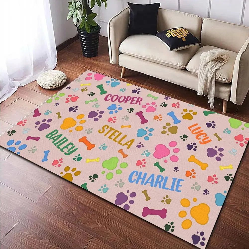 Bones And Paws Dog Premium Rug Personalized Gift