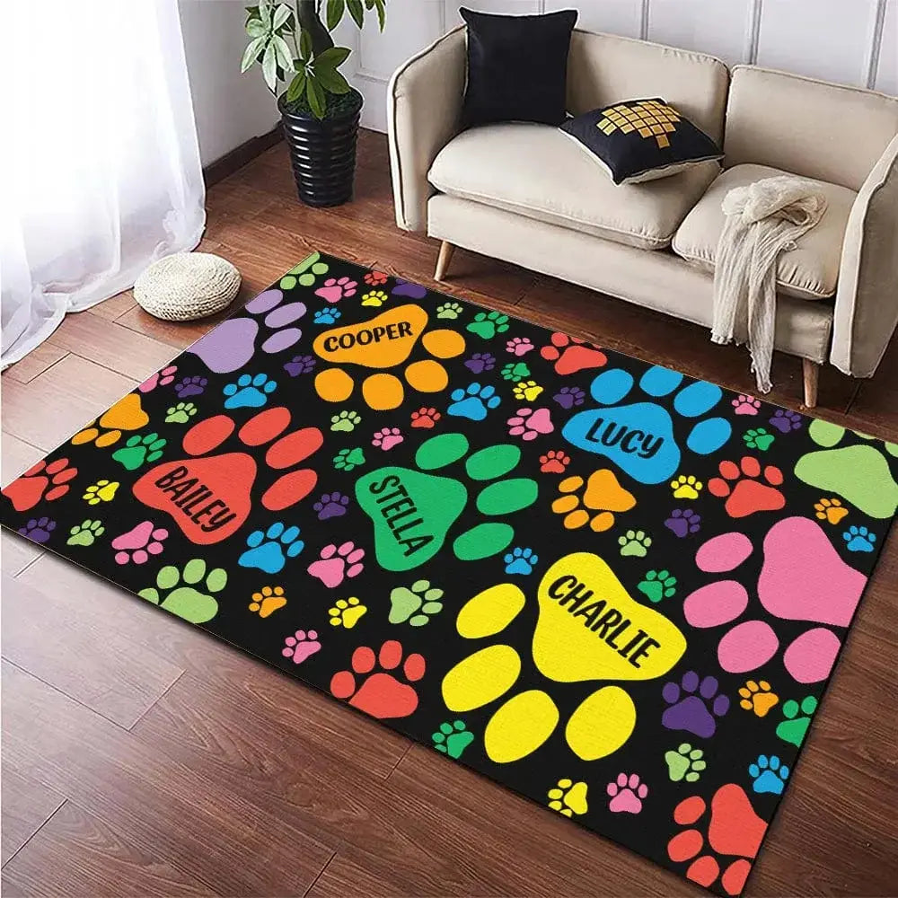 Bones And Paws Dog Premium Rug Personalized Gift