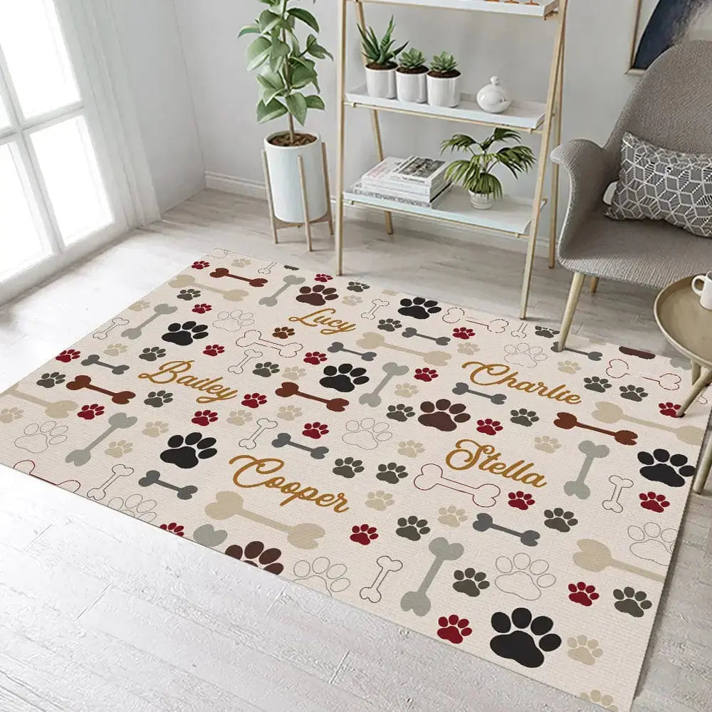 Bones And Paws Dog Premium Rug Personalized Gift