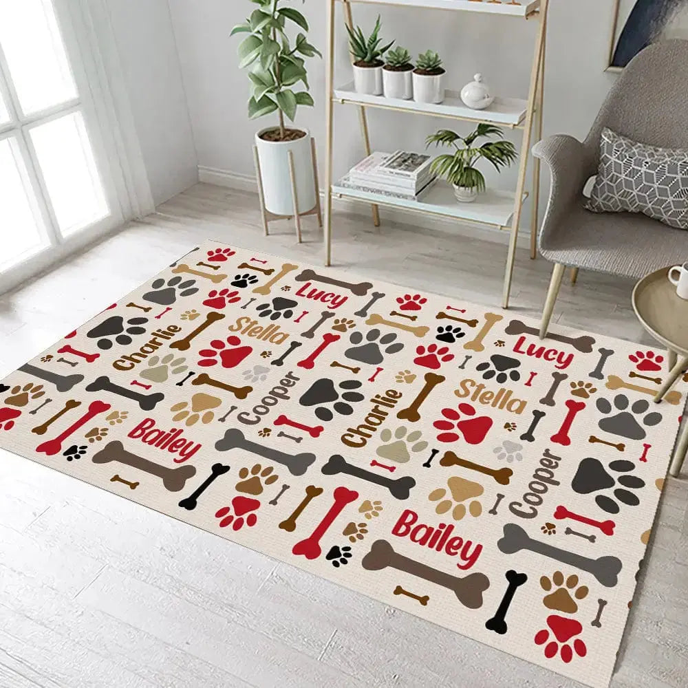 Bones And Paws Dog Premium Rug Personalized Gift