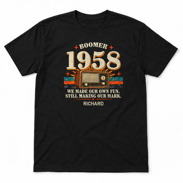 CDCT-OCT26-023_01-flat-white - personalized birth year retro t-shirt, black tee flat lay