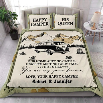 Camping Map My Queen Personalized Quilt Bedding Set