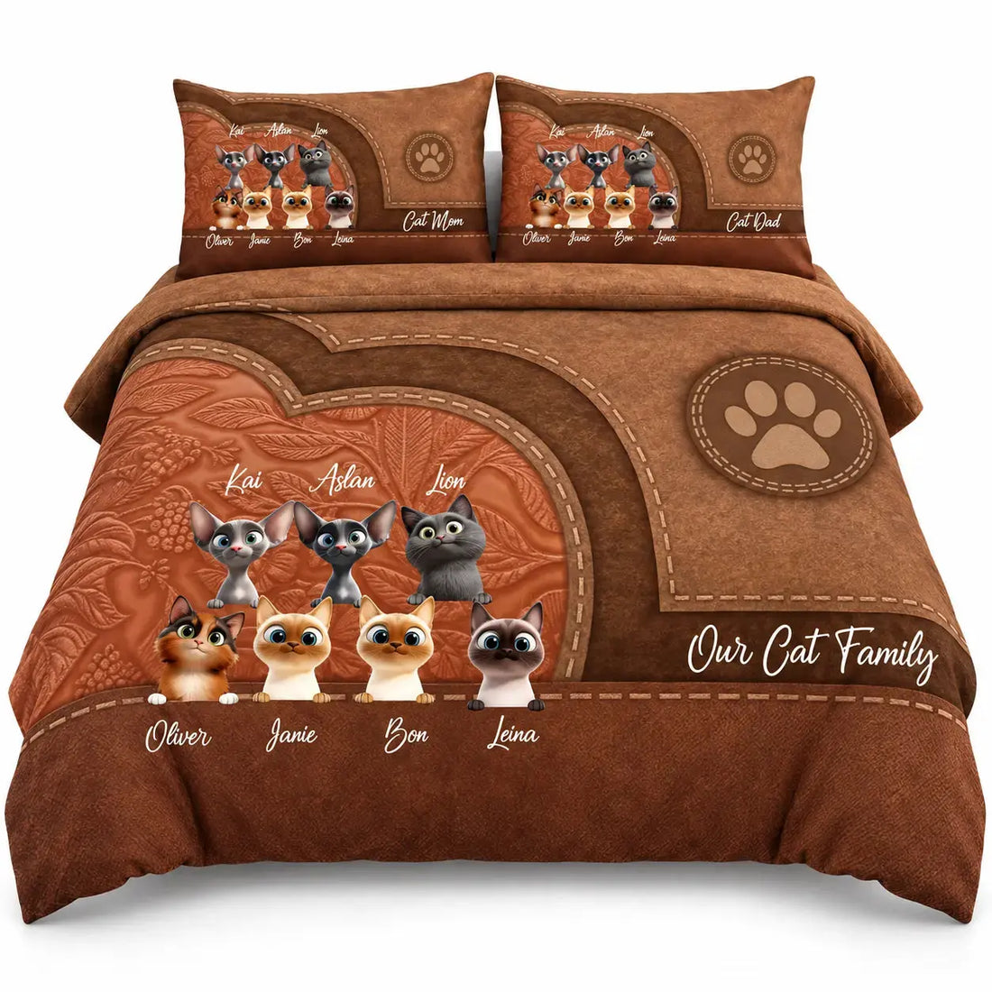 Cat Personalized Bedding Set, Personalized Gift for Cat Lovers, Cat Mom, Cat Dad Duconspace