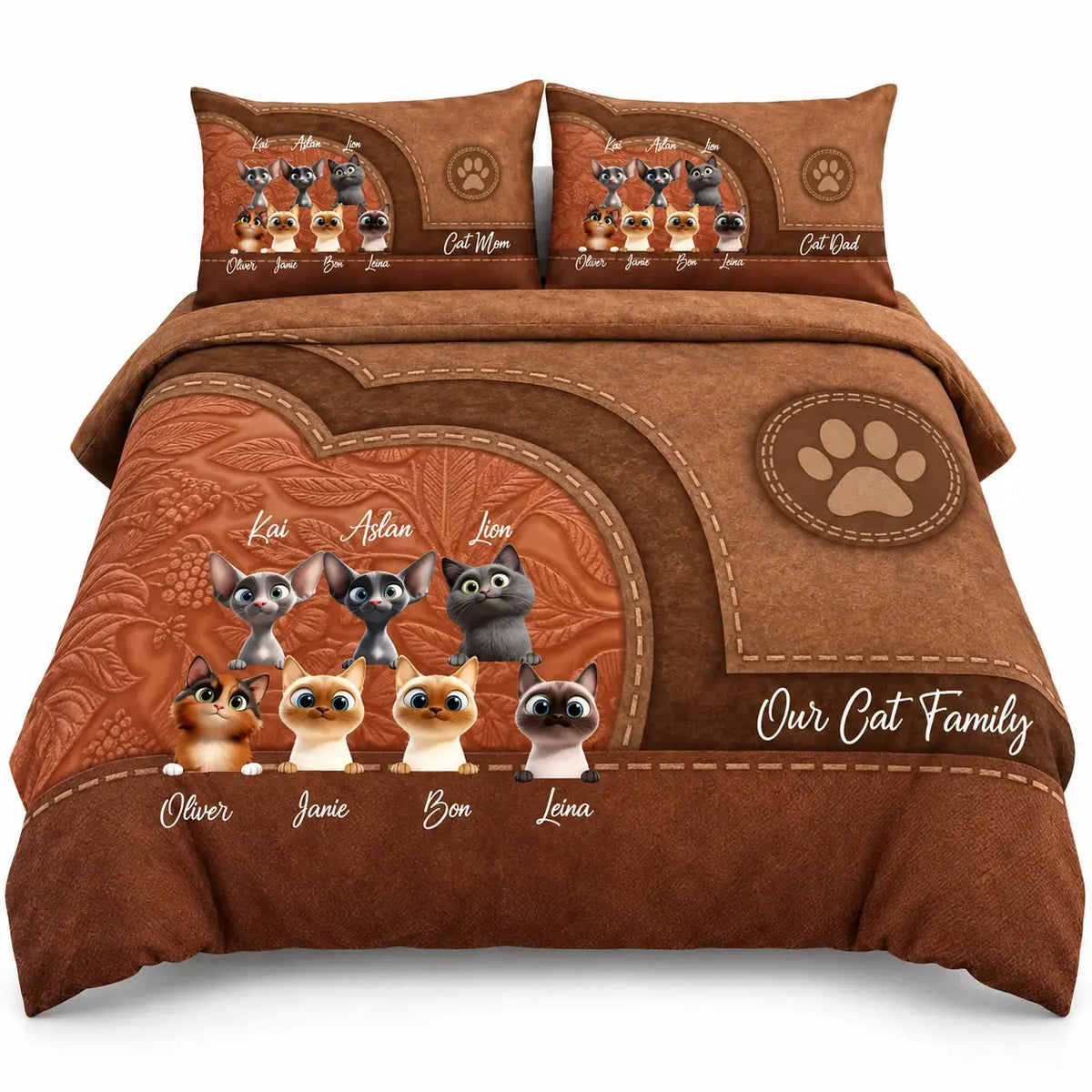 Cat Personalized Bedding Set, Personalized Gift for Cat Lovers, Cat Mom, Cat Dad Duconspace