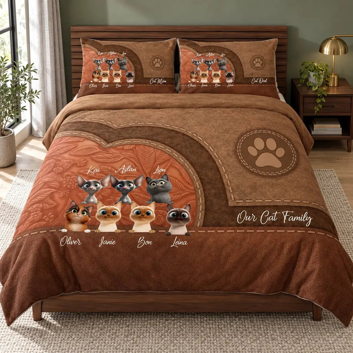 Cat Personalized Bedding Set, Personalized Gift for Cat Lovers, Cat Mom, Cat Dad Duconspace